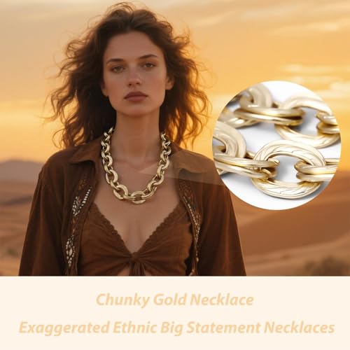 choice of all Chunky Gold Necklace Statement Necklace for Women Punk Chain Thick Gold Choker Jewelry Trendy Birthday Gifts - color: D:gold chunky necklace
