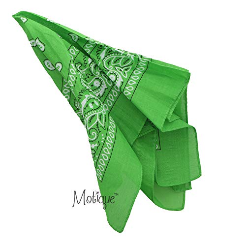 Motique Accessories 22 Inch Cotton Paisley Bandana - color: Apple Green