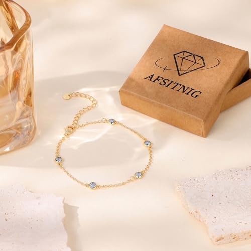 Birthstone Bracelet for Women 14K Gold Plated Dainty Link Bracelet Trendy Non Tarnish Trendy Chain Bracelets Birthday Valentines Gifts Jewelry for Women Mom Daughter Wife Sister Friend - color: 09.September