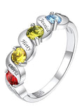 Custom4U Personalized Mothers Ring with 1-5 Birthstones Names Engraved 925 Sterling Silver/14K White Gold Plated Birthstone Rings for Women Promise Ring Birthday Jewelry Gifts for Mom Grandmother Wife - color: 4 Birthstones Ring (Engraved)
