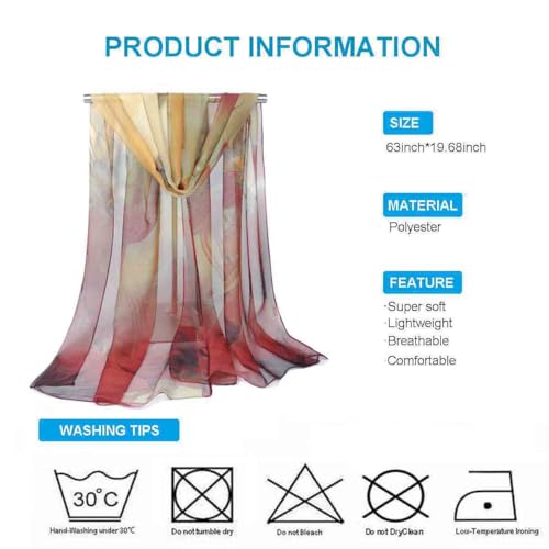 Xyueanlo Scarfs for Women Fashion Scarves Print Pattern Lightweight Sunscreen Scarf Wraps Shawls - color: Lotus Red