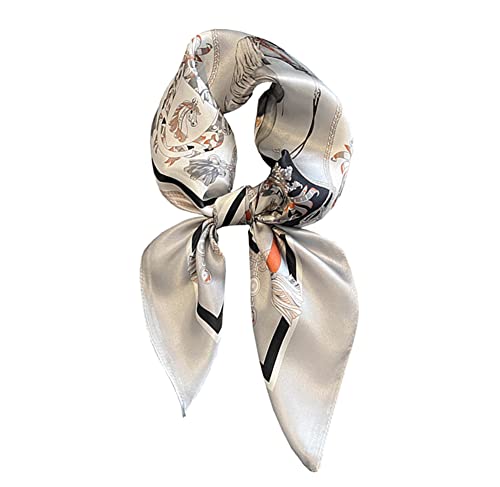 JERLA 100% Pure Mulberry Silk Square Scarf for Hair-27''x27'' Women Men Natural Silk Neckerchief Headscarf - color: Grey Carriage