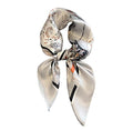 JERLA 100% Pure Mulberry Silk Square Scarf for Hair-27''x27'' Women Men Natural Silk Neckerchief Headscarf - color: Grey Carriage