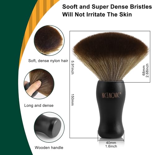 NICEMOVIC 3 IN 1 Barber Neck Duster Brush Set, Professional Barber Accessories Cleaning Supplies, Duster Nylon Brush Hair Cutting Styling Brush Tool (Black) - color: Black&Black
