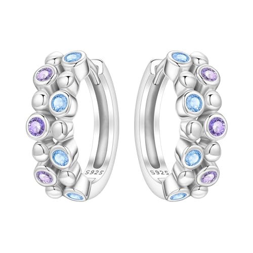Earrings for Women 925 Sterling Silver Hoop Earring Colorful Cute Fashion Hoop Earrings Graduation Birthday Jewelry Gifts for Women - color: Bubble Earrings