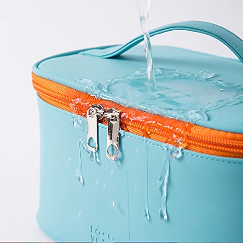 Meiyuuo Makeup Bag Large Cosmetic Bags for Women Girls Cute Travel Zipper Pouch Toiletry Organizer for Beauty Essentials Waterproof (Cyan Blue) - color: Cyan Blue