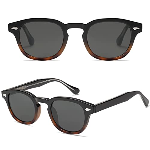 SOJOS Retro Small Round Sunglasses for Men Women Trendy Circle Style UV400 Lenses Unisex Sun Glasses SJ2251 - color: Black&tortoise/Grey