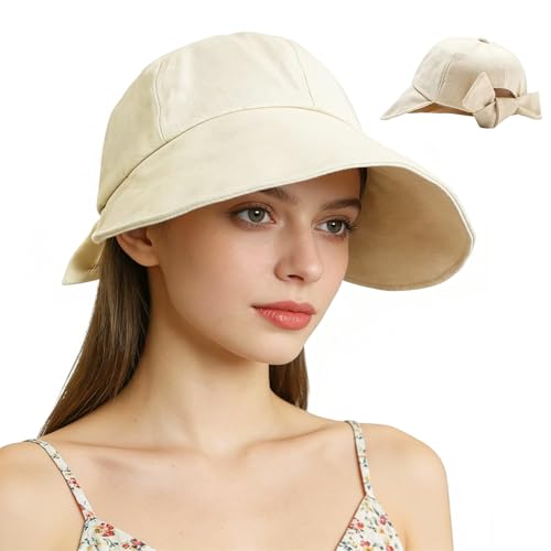 Women Wide Brim Sun Hat Adjustable Packable Beach UV Protection Gardening Hats - color: Beige-01