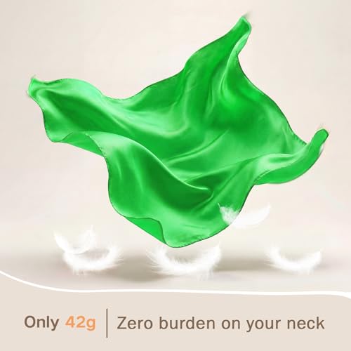 American Trends Women Silk Feeling Scarf Satin Head Scarves Square Wrap Neck Scarf Lightweight Silk Like Bandana - color: 12 Green
