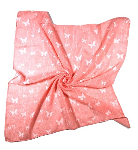 Shanlin Unisex Cotton Square Bandanas Scarves 24x24 - color: Butterflies-pink