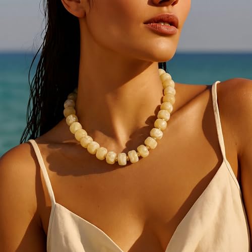 Chunky Beaded Starfish Shell Necklace for Women Colorful Boho Summer Chain Choker Beach Necklace with Acrylic Beads Trendy Chunky Jewelry Gifts - color: XL0011A