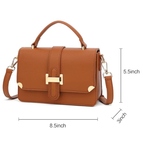LL LOPPOP Women's Small Classy Crossbody Purse Top Handle Handbags Leather Satchel Bags for Women - color: B-brown