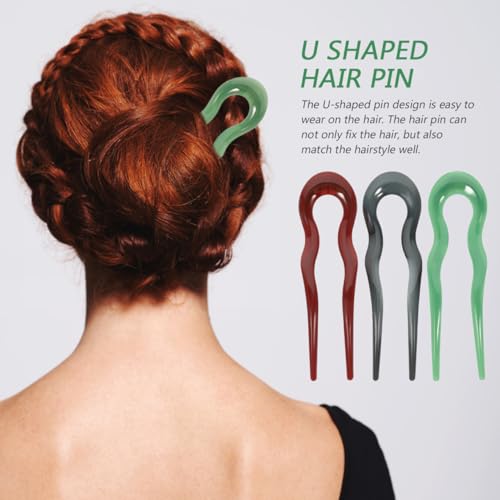 minkissy French Hair Pins 3 Pack U Shaped Hair Forks for Buns Durable Pc Material Decorative Accessories for Women Daily Wear and Special Occasions 5.11In