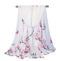 Xyueanlo Women's Chiffon Scarf Lightweight Scarves Fashion Elegant Floral Print Scarfs Shawls - color: Flower Grey White