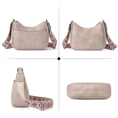 WJCD Women Crossbody Handbags Vegan Leather Shoulder Bag with Adjustable Strap - color: Grey