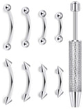 16G 14G 12G Eyebrow Piercing Jewelry Set for Women Men, Surgical Steel Mixed Size Hypoallergenic Rook Piercing Jewelry, Silver,6/8/10/12mm, 9Pcs