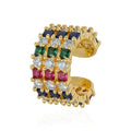 FETTERO Ear Cuff Earrings for Women Non Piercing 14K Gold Plated Ear Cuffs for Non Pierced Ears Clip on Cartilage Earring Ligthweight Fake Earrings | Single - style: Colorful stone