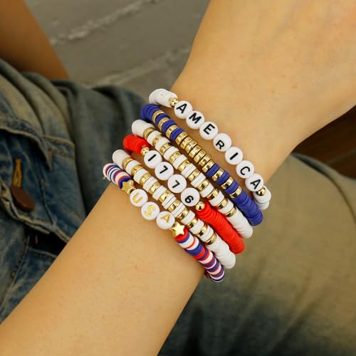 Elegance 11 designs Heishi Beaded Bracelets For Women Polymer Clay Colorful Surfer Stackable Beads Boho Bracelet Summer Beach Jewelry - color: Independent