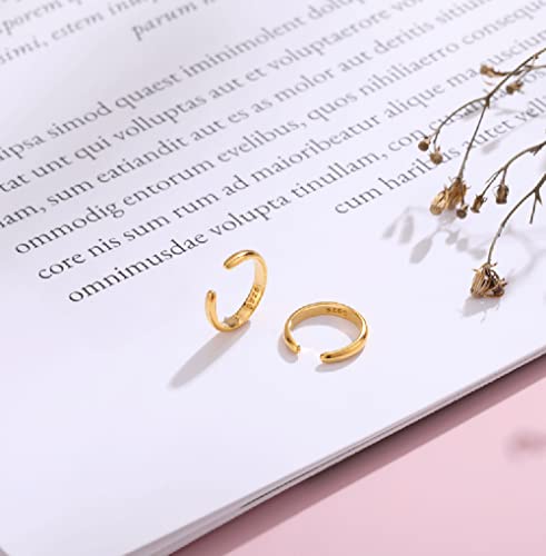 Minimalist Cuff Clip On 925 Sterling Silver Small Hoop Earrings for Women Teen Girls Cartilage Fashion Wrap No Piercing Ear Hypoallergenic - color: Gold