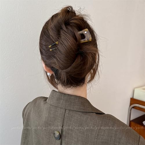 French Hair Clips 4-Pack Assorted Styles, U-Shaped Textured Hair Pins for Women with Black, Tortoiseshell, Leopard & Smoky, for Ponytail Bun Updo (Leopard Print) - color: Leopard Print