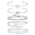 18 K Gold Plated Love Bangle Bracelet Stack Cuff Jewelry for Women Jewelry Set for Women Gift with Box - style: style11