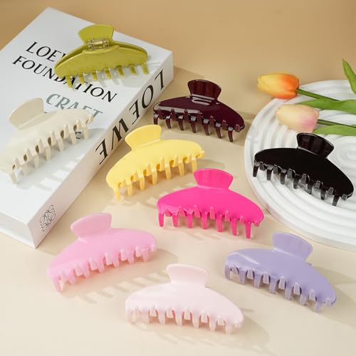 MAORULU Cute Claw Clip for Women – 4.3'' Large Acetate Hair Clips for Thick Thin Curly Long Hair, Durable Hair Clamps Non-slip Jaw Clip, Strong Hold, Stylish French Design (Chocolate) - color: Chocolate