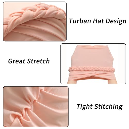 ZLYC Chemo Headwear for Women Pre Tied Turban Headwear Lightweight Beanie Hat - color: Braid Light Pink
