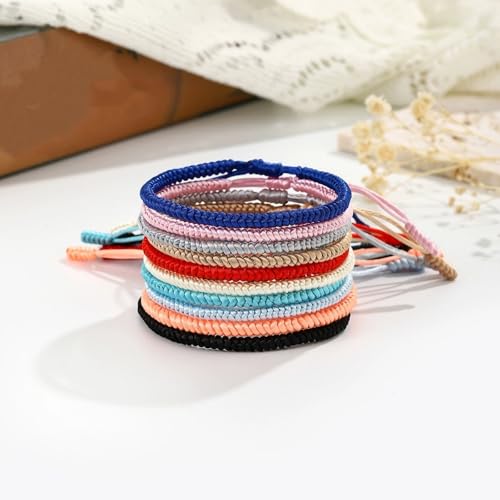1/2Pcs Set Tibetan Rope Braided Rope String Adjustable Bracelet for Women Men Jewelry Handmade Bohemian Lucky Protection Bracelet Colorful - color: 2 black