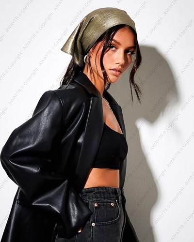 AWAYTR Y2K Hair Bandanas for Women Hair - 2Pcs Punk Head Wraps for Girls Hair Scarf Grunge Disco Head Cover - color: Solid (Gold/Wine)