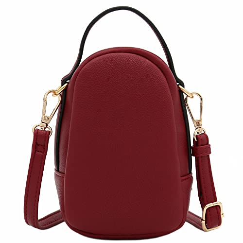FashionPuzzle Two Compartment Mini Crossbody Bag | Two Compartment - color: Wine