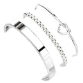 925 Sterling Silver Bracelets for Women Stack, Trendy Tennis Bangle Cuff Jewelry Set 14K Gold Plated, Adjustable Bracelet Set for Wrist Essentials, Women Fashion Watch Band Acecessories - style: Bracelet_3pcs_06(Silver Cuff Set)