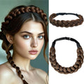 Braided Headbands Hair Piece for Women Synthetic Hair Head Bands Handmade Braid Hairband Hair Accessories Elastic Stretch Headwrap Braided Hair Band - color: 8#-Medium Brown