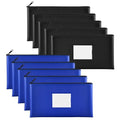 SMARTAKE 10-Pack Bank Deposit Money Bags with Zipper, Leather Bags Wallet Pouches with Label, Makeup Bags, for Cash, Coins, Cosmetics, Invoice, Bills, Tools, 11.5 x 6.2 Inches (Blue+Black) - color: Blue & Black