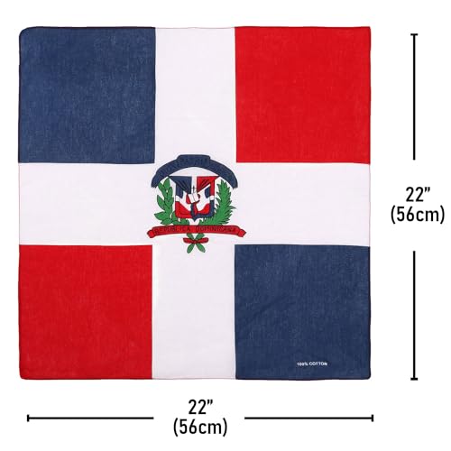 Falari 12 Pack Bandanas Multipurpose Cotton Novelty Paisley Bandana Headband for Cowboy Men Women 22 x 22 - color: .Dominican Republic