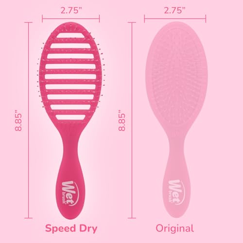 Wet Brush Speed Dry Hair Brush, Pink Frost - Vented Design & Soft HeatFlex Bristles Are Blow Dry Safe - Ergonomic Handle Manages Tangles - Pain-Free Hair Accessories - color: Frost Pink, size: 1 Count (Pack of 1)