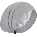 100% Mulberry Silk Bonnet for Sleeping Women Men, Real Silk Lined Bonnets for Curly Hair, Braid Sleep Cap Black Womens - color: Light Gray