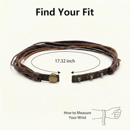 Leather Bracelet for Women and Men Handmade Vintage Adjustable Wrap Wrist Layered Fashion Accessory Unique Durable Stylish Everyday Unisex