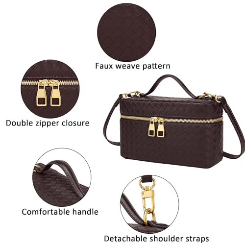 Trendy Shoulder Bags for Women Mini L19 Square Box Satchel Bag Cute PU Leather Crossbody Purse with Adjustable Strap - color: Coffee