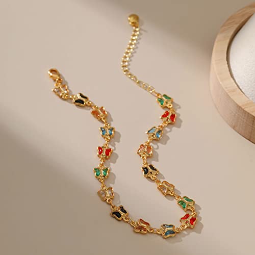 Yumikoo 18k Gold Plated Anklet Ankle Bracelets for Women - style: Butterfly Cubic Zirconia