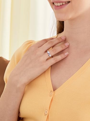 Custom4U Personalized Mothers Ring with 1-5 Birthstones Names Engraved 925 Sterling Silver/14K White Gold Plated Birthstone Rings for Women Promise Ring Birthday Jewelry Gifts for Mom Grandmother Wife - color: 1 Birthstone Ring (Engraved)