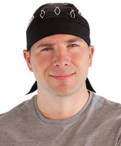 Sparkling EARTH - American Made Skull Caps Doo Rags Do Rag Durag Headwrap Head Wraps Skullies - Made in The USA! - color: Christian Fish/Jesus Religious Faith