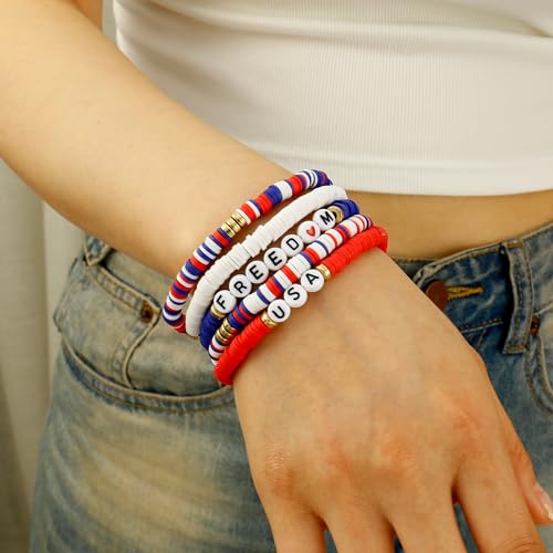 Elegance 11 designs Heishi Beaded Bracelets For Women Polymer Clay Colorful Surfer Stackable Beads Boho Bracelet Summer Beach Jewelry - color: Unite
