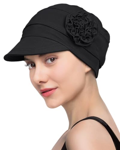 Hachapy Soft Newsboy Cap for Women Slip on Headwear Summer - color: Black