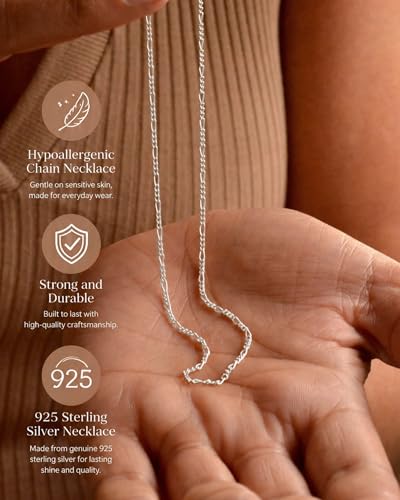 Gold/Silver Chain Necklace for Women Trendy - 925 Sterling Silver Dainty Waterproof Hypoallergenic Sturdy 18K Gold Plated Necklaces Jewelry Gift 14-20 Inch - color: Sterling Silver, size: 20"+2"