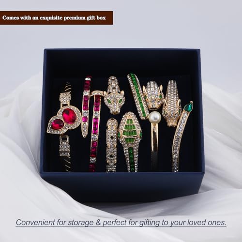6PCS Gold Designer Classic Bangle Bracelet Set for Women, 18K Gold Plated with AAA Cubic Zirconia, Ideal Gift for Birthday Christmas Valentine's Day Mother's Day - color: Classic Style - Animal Element