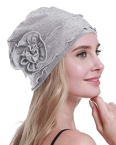 osvyo Chemo Headwear Turban Cap for Women - Cancer Beanie Hair Loss Sealed Packaging - color: Cotton Light Grey