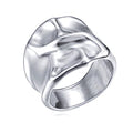 Gold Silver Rings Set for Women Chunky Statement Rings ZC Dome Evil Eye Croissant ring Thick 18K Gold Plated Band Rings - color: silver chunky, size: 7