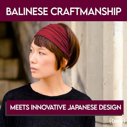 CHARM Headband for Men, Japanese Style Bandana Head Bands for Women and Men, Stretch Hair Band for Sports & Daily Wear by Casualbox - color: Maroon, size: Large