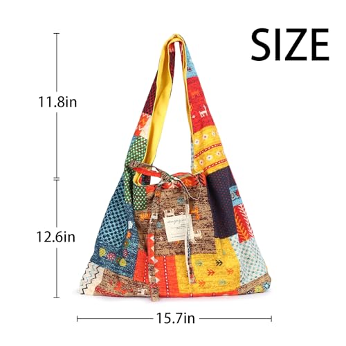 Boho purses Double-sided Tote Colorful boho bag for women - color: Brown