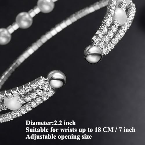 Suyi Rhinestone Bracelet Multilayer Gold Cuff Bracelet for Women Crystal Braidal Bracelets - color: Silver 7